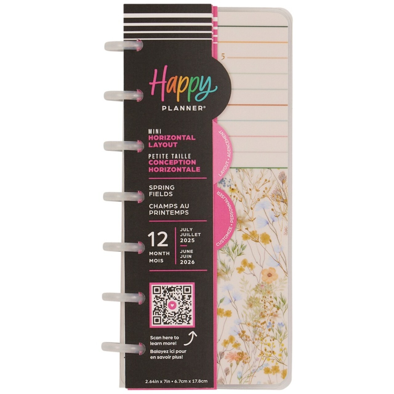 Happy Planner Skinny Mini 12-Month Disc Bound Planner-Spring Fields; Jul '25 - Jun '26